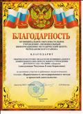 Благодарность от МОУ МИМЦ за активное участие в педагогических чтениях.